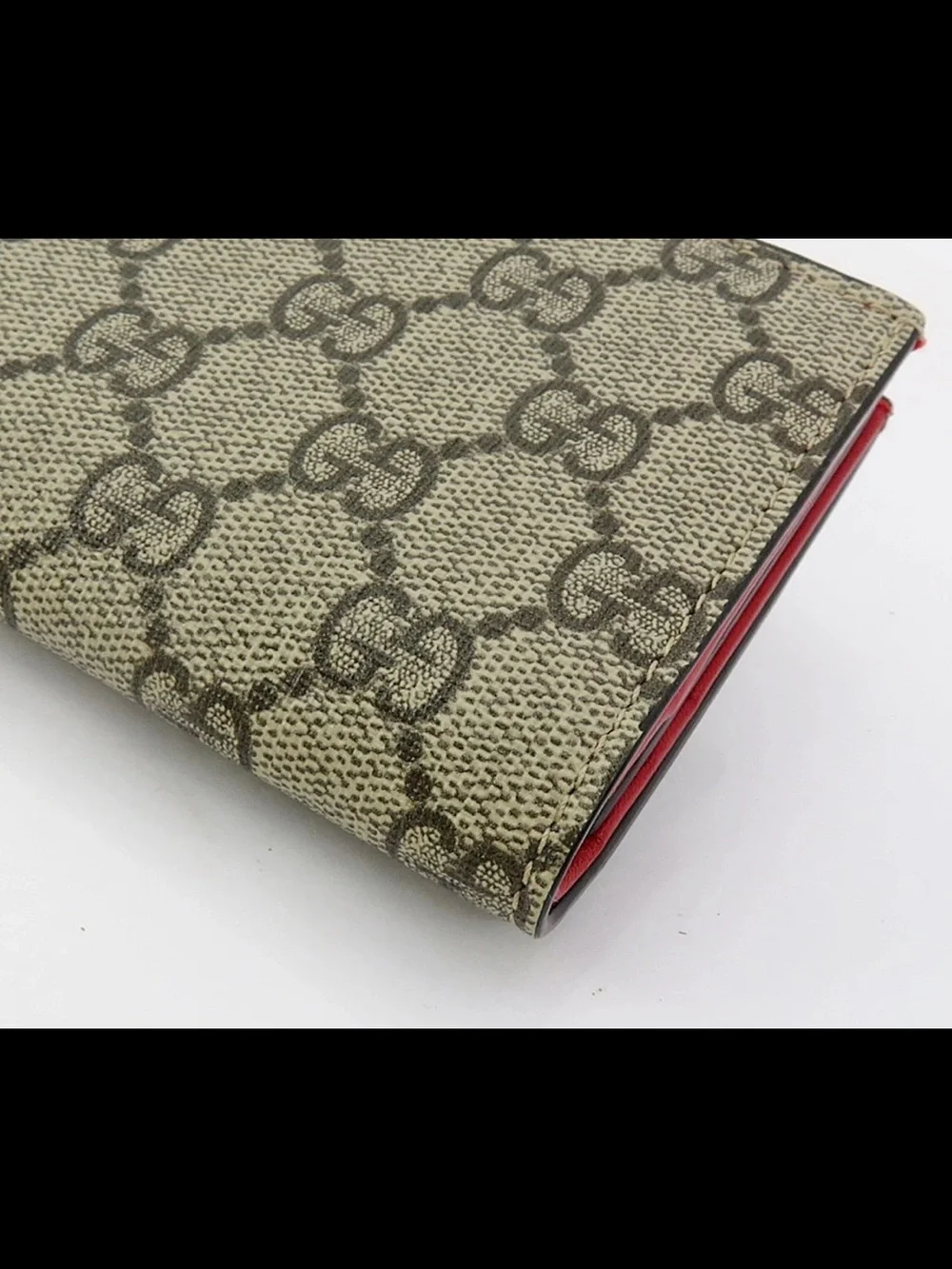 Gucci Beige GG Supreme Cherry Appliqué Wallet